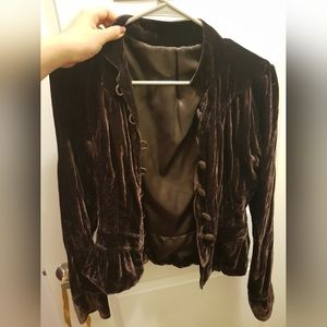 Vintage Dark Brown Velvet Women's Jacket